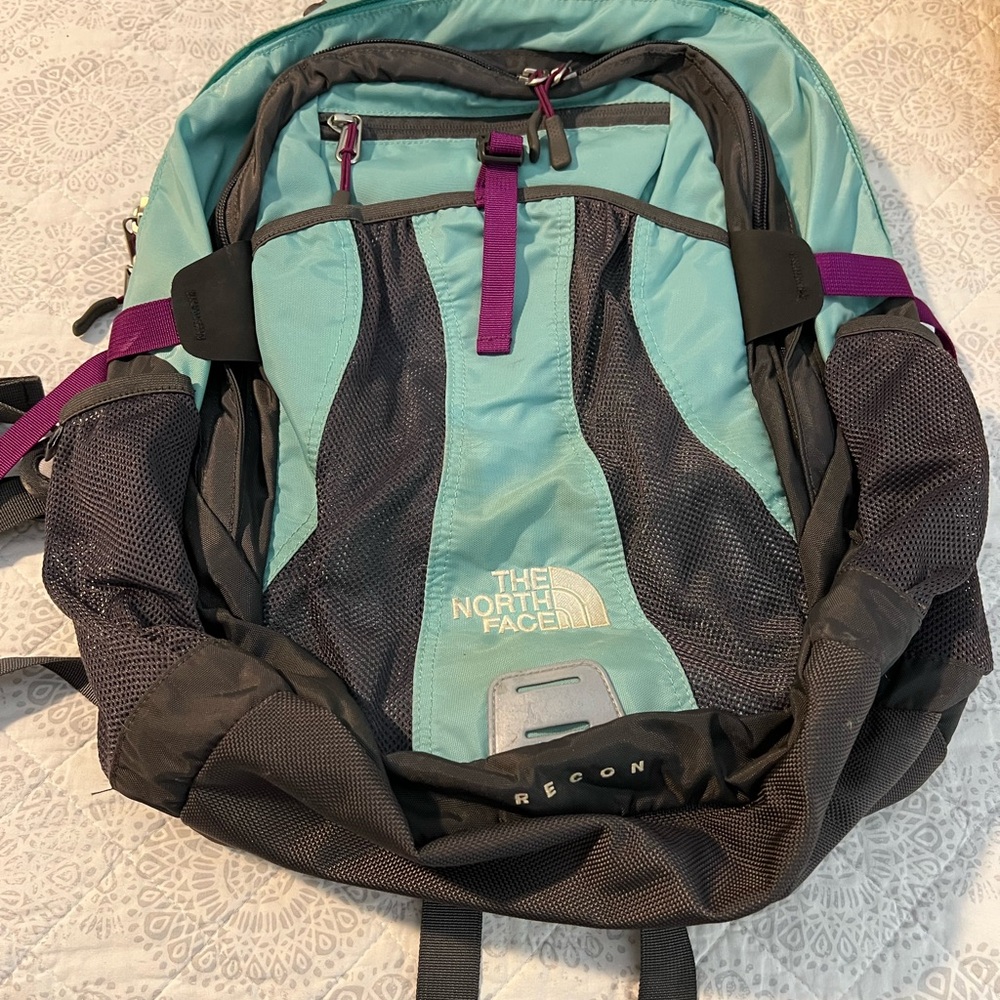 The North Face Recon Aqua and Charcoal Backpack